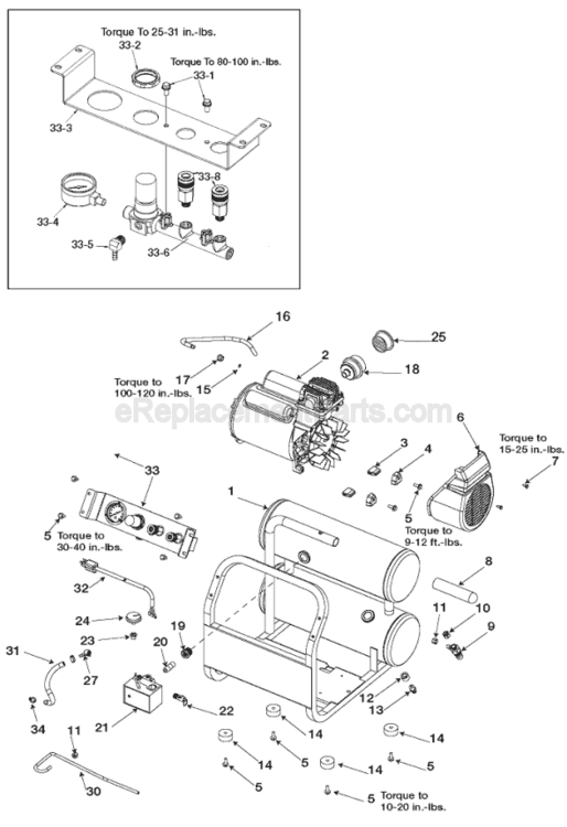 Page A Diagram and Parts List for CPF23400S Type 3 Porter Cable Compressor